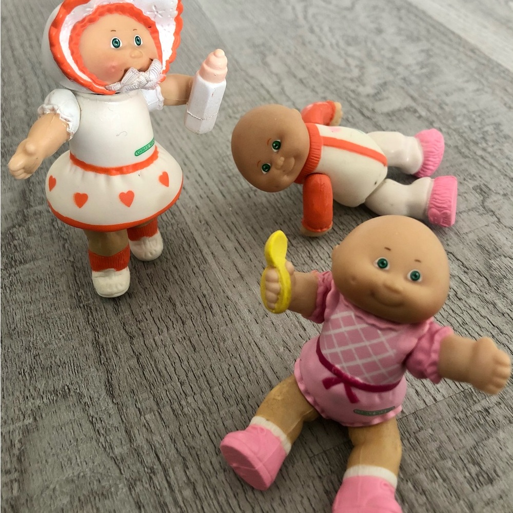 Vintage Lot Of 3 1984 Cabbage Patch Kids Dolls PVC Poseable Figures